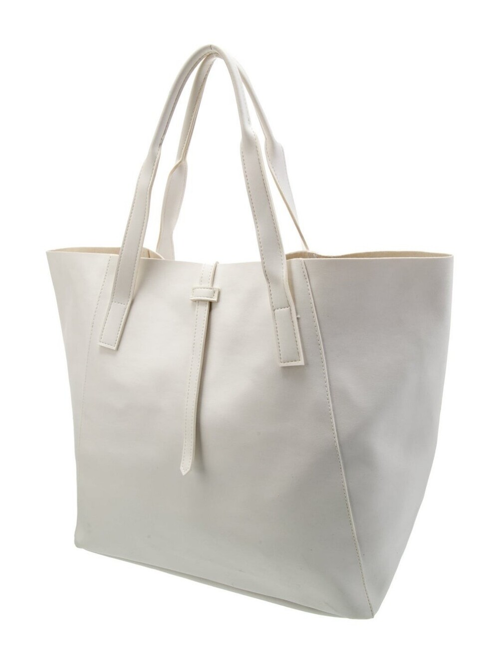 Saks Fifth Avenue White Faux Leather Lightweight Spacious Tote Bag 13"x12"x6"